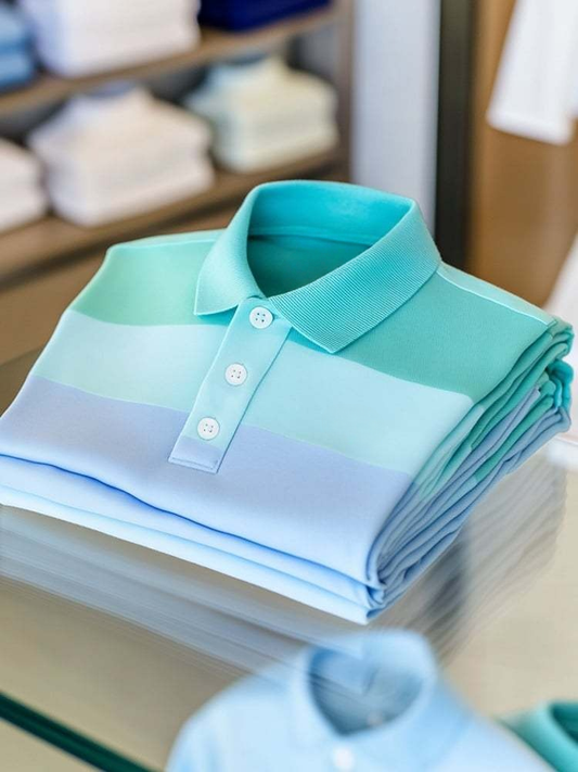 New Limited Edition Stylish Colour Block Stripe Business Casual Button Short Sleeve Polo Tee