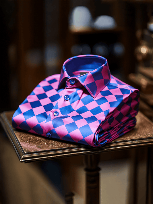 New Limited Edition Smart Diamond Pattern Lapel Short Sleeve Polo Shirt for Business Casual