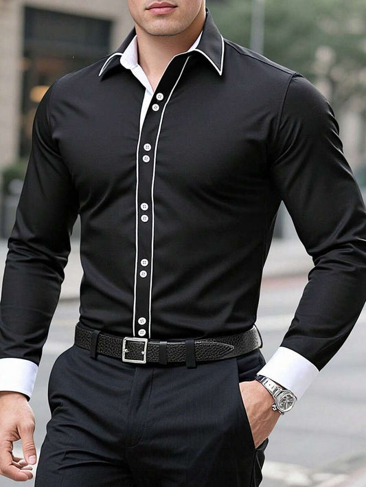 New Limited Edition Street Style Business Casual Printed Long Sleeve Shirt