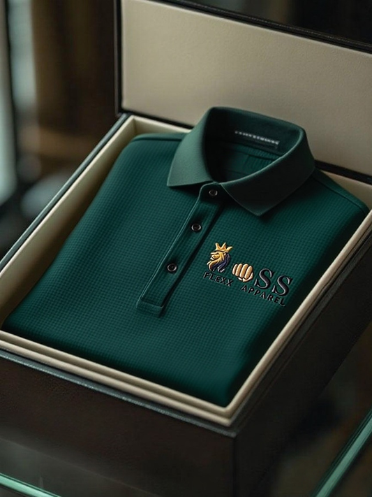 New Limited Edition Stylish Letter Print Waffle Polo Shirt - Business Casual Short Sleeve Top