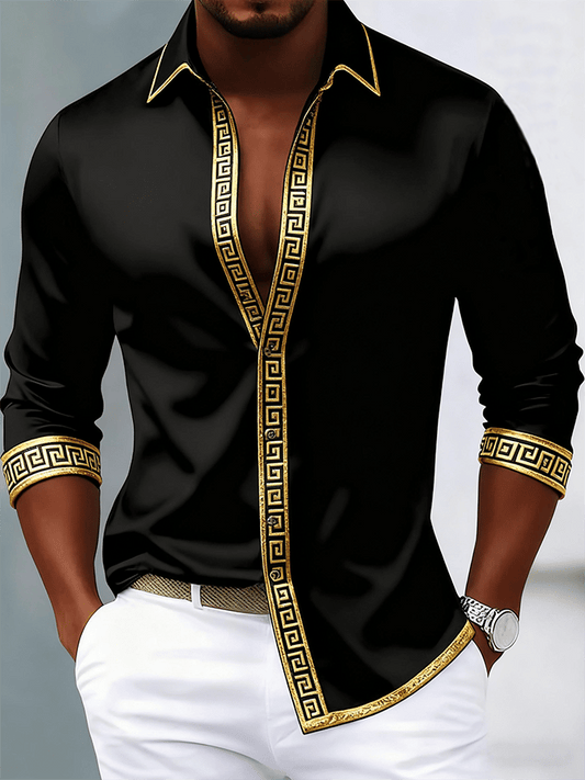 New Limited Edition Fashionable Business Luxury Contrasting Color Design Printed Long-Sleeved Shirt